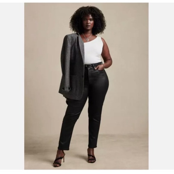 Banana Republic Black High Rise Slim Coated Jeans Sz 8 - Picture 5 of 13